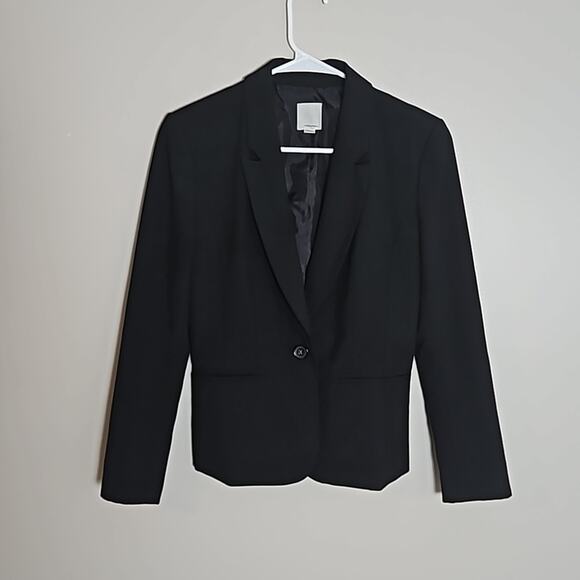 Halogen Single Button Light Shoulder Padding Black Blazer Sz 0 Petite - Picture 3 of 10